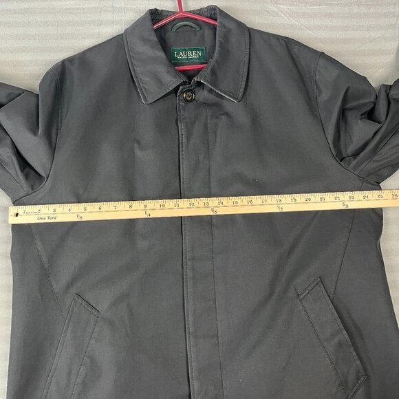 Lauren Ralph Lauren Coat Mens 44R Black Water Repellent Trench Jacket Rain Dress - Picture 7 of 11